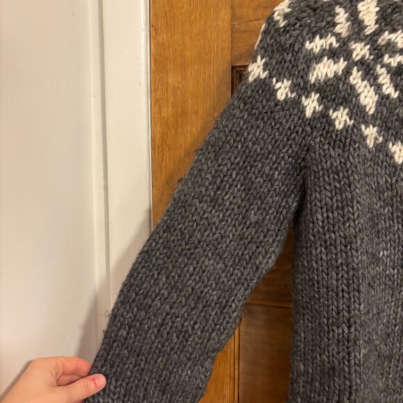 J.Crew Alpaca Wool Blend Handknit Fair Isle Sweater in Gray - S - Picture 4 of 7